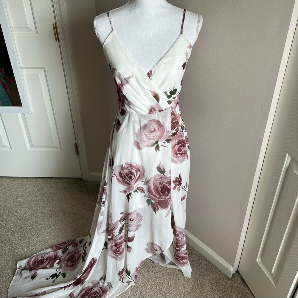 Windsor White and Pink Floral High Low Dress